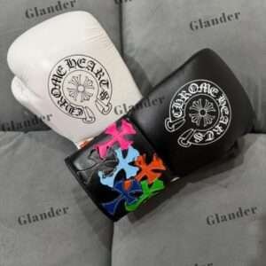 Chrome heart style boxing gloves – luxury chrome heart style boxing gloves – premium leather training gloves (white or black, 1 hand) | glander boxing