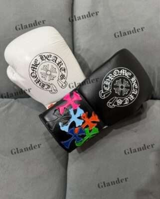 Chrome heart style boxing gloves black premium leather