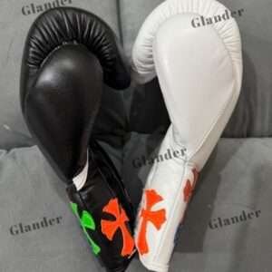 Chrome heart style boxing gloves – luxury chrome heart style boxing gloves – premium leather training gloves (white or black, 1 hand) | glander boxing