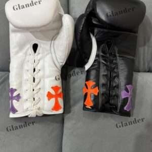 Chrome heart style boxing gloves – luxury chrome heart style boxing gloves – premium leather training gloves (white or black, 1 hand) | glander boxing